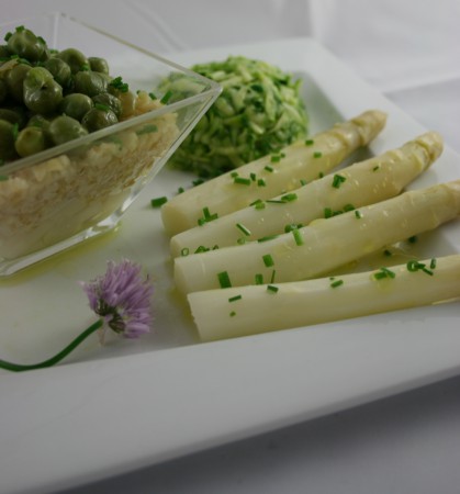 Bulgur,asparagi,piselli e fresche zucchine 